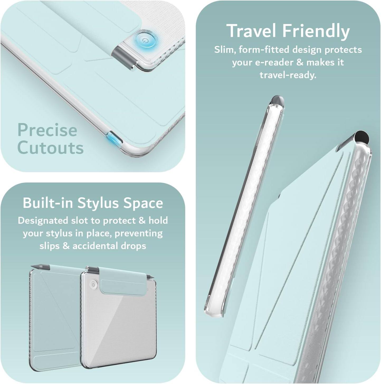 Travel Friendly  
Slim, form-fitted design protects your e-reader & makes it travel-ready.

Precise Cutouts

Built-in Stylus Space  
Designated slot to protect & hold your stylus in place, preventing slips & accidental drops