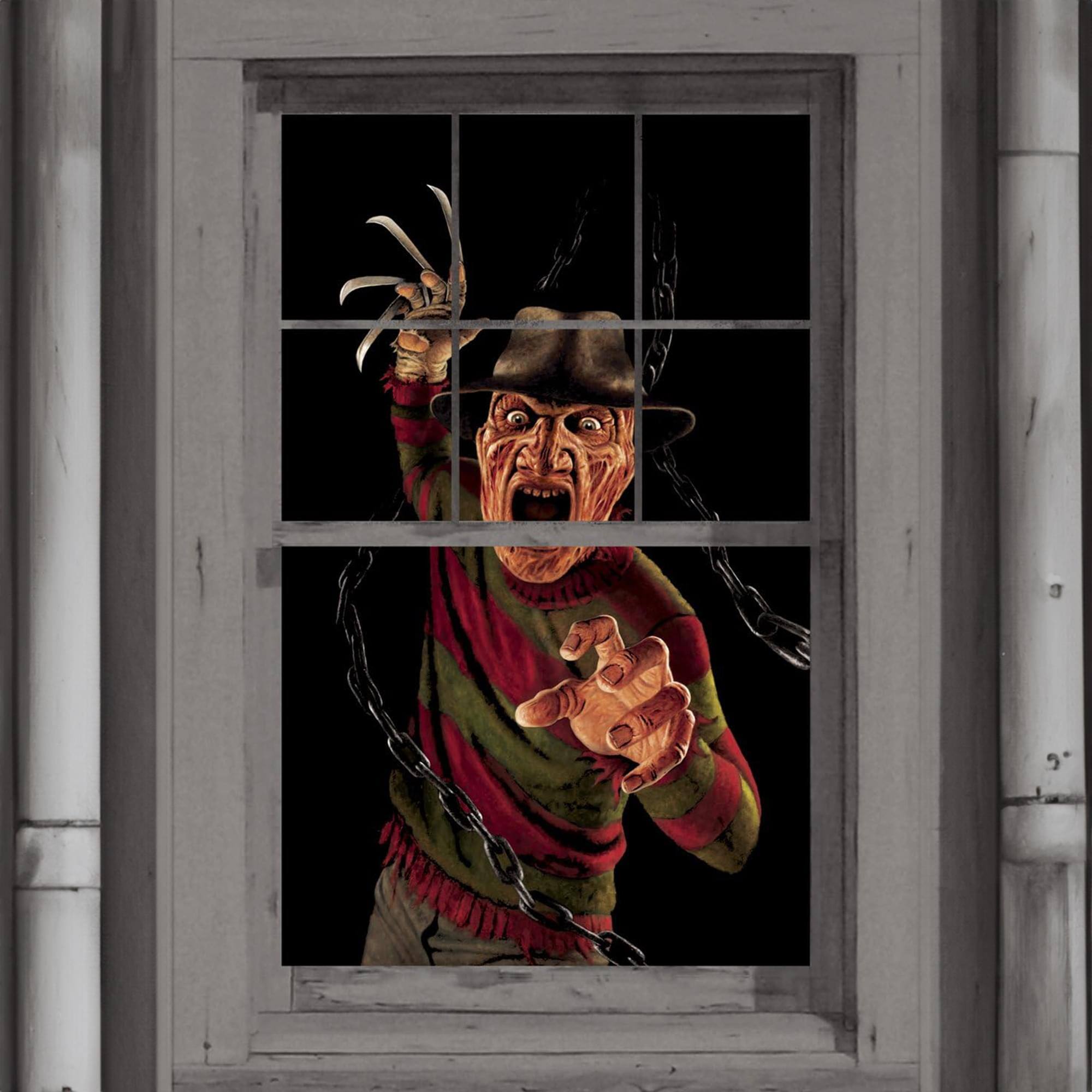Alt View 1. WOWindow - Nigtmare On Elm St Freddy Krueger Full Size Halloween Window Sticker - Black.