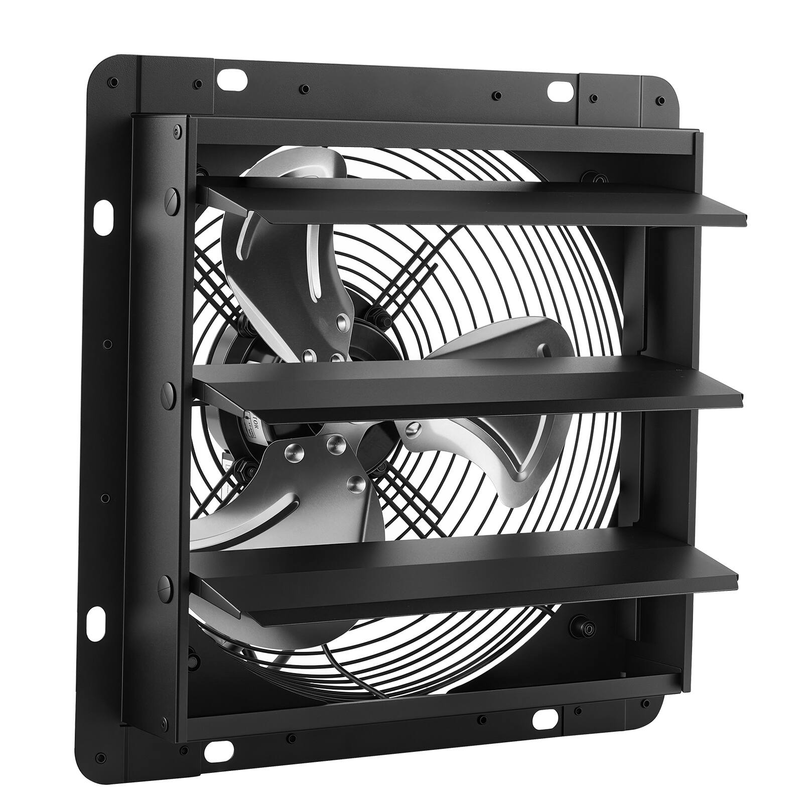 Alt View 5. VEVOR - 12 in Shutter Exhaust Fan Wall-Mount Automatic Louvers Variable Speed, Sturdy Steel Housing, Low Noise, AC Motor - Black.