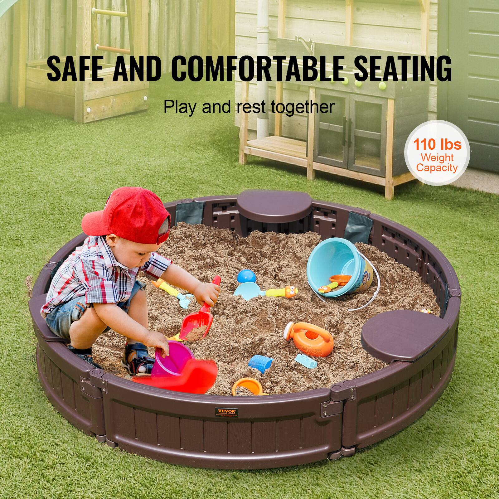 SAFE AND COMFORTABLE SEATING  
Play and rest together  

110 lbs Weight Capacity
