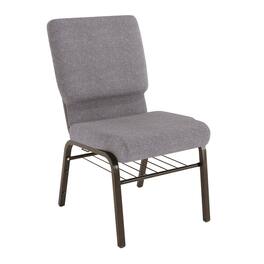 Flash Furniture - HERCULES Series 18.5''W Church Chair Fabric with Book Rack - Gold Vein Frame - Gray