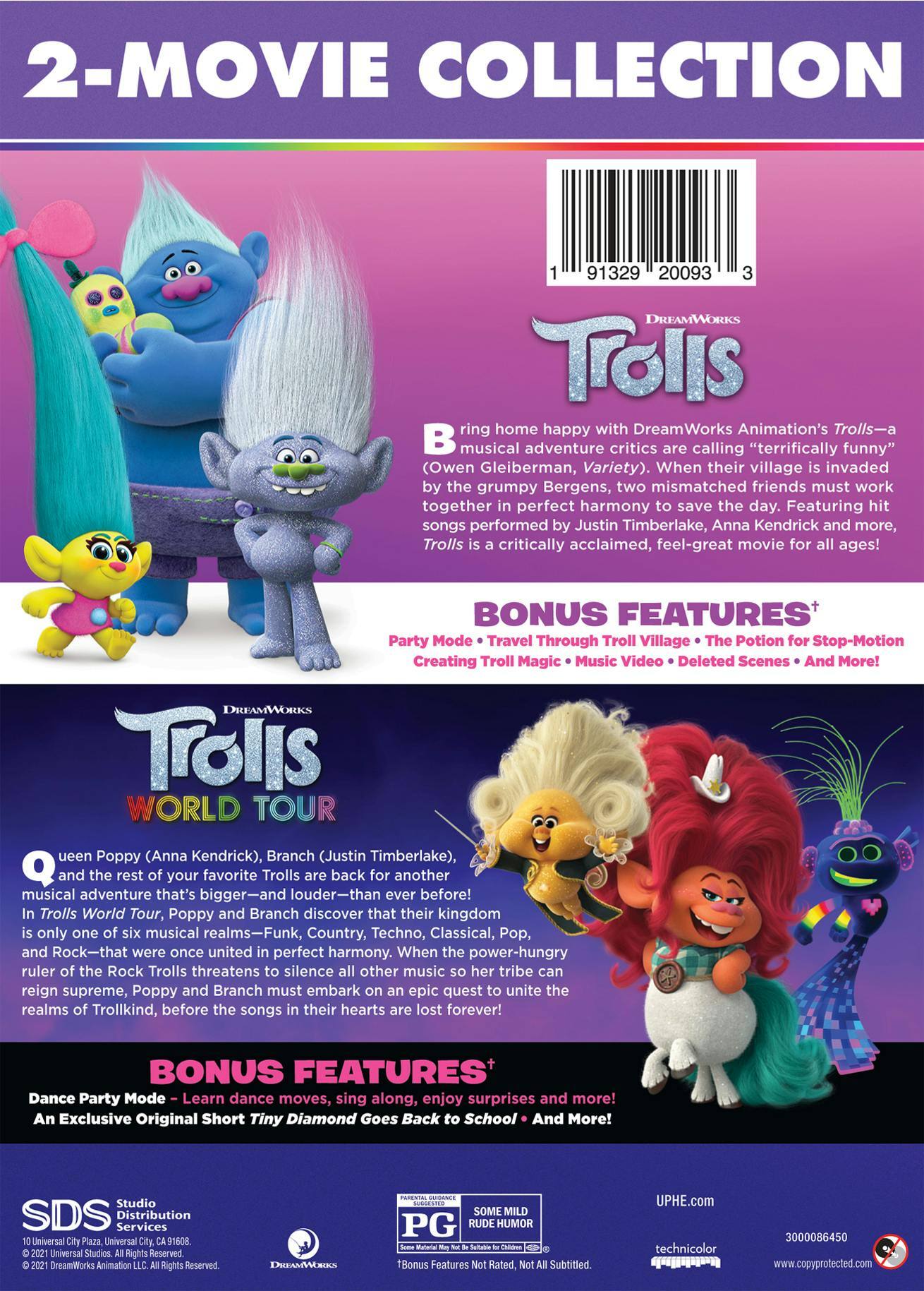 Angle. Trolls/Trolls World Tour - Iconic Line Look (DVD Double Feature) [DVD].