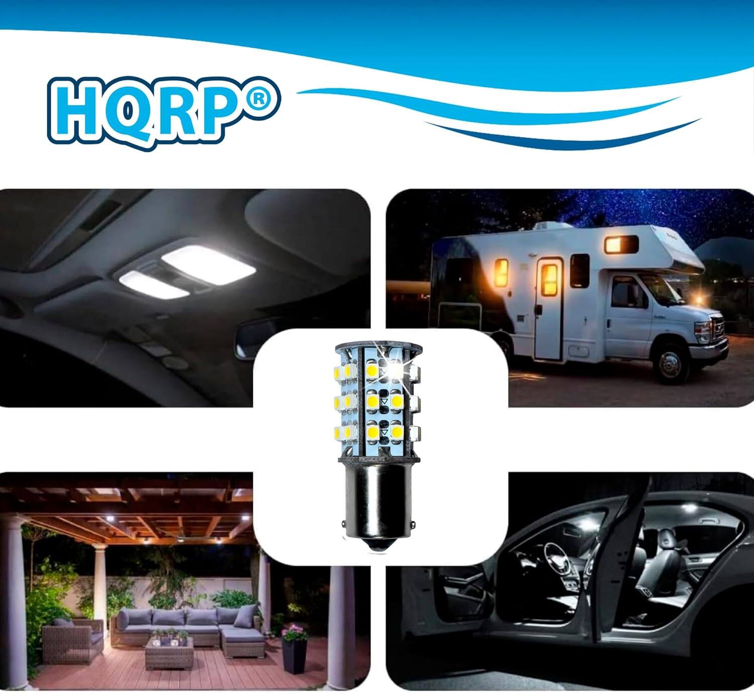 Alt View 1. HQRP - HQRP 4-Pack BA15s Bayonet LED Bulbs Warm White 30-SMD Replaces 93/1141/1156/1073/1093/1129 for RV & Path.