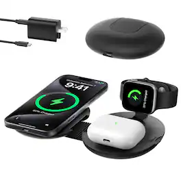 iOttie - Velox Qi2.2 25W Fast Foldable Wireless Charger, 4-in-1 MagSafe Station w/ Find My for iPhone, Watch, AirPods - Black