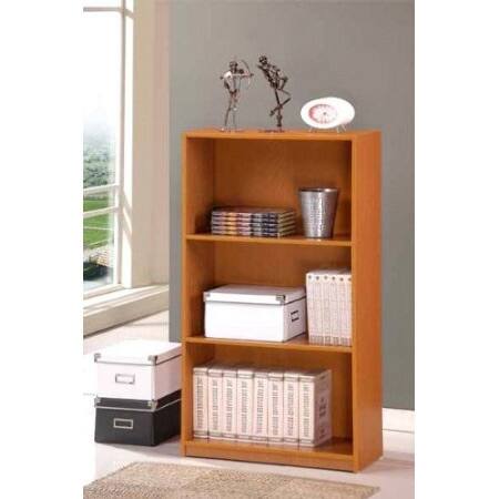 Back. Hivvago - Light Cherry Finish 3-Tier Storage Shelves Bookcase - Light Cherry.