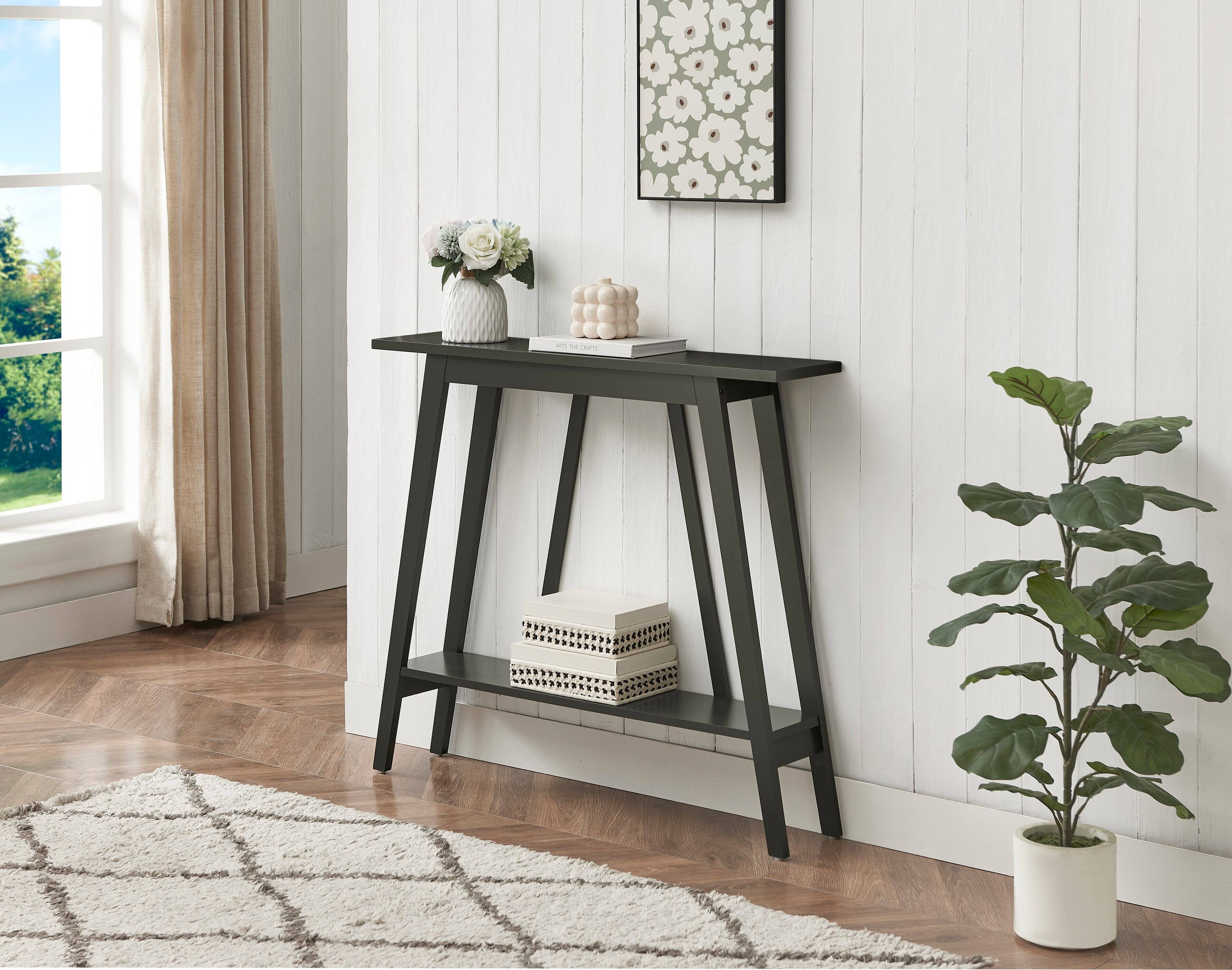 Kings Brand Furniture - Conway Console Table Functional Narrow Wood Accent Entryway Table with Storage Shelf - Black price history on PriceWatchPro