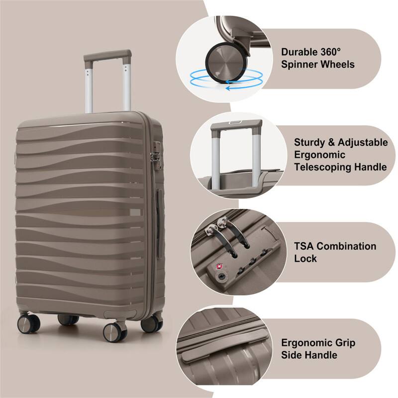 - Durable 360° Spinner Wheels
- Sturdy & Adjustable Ergonomic Telescoping Handle
- TSA Combination Lock
- Ergonomic Grip Side Handle