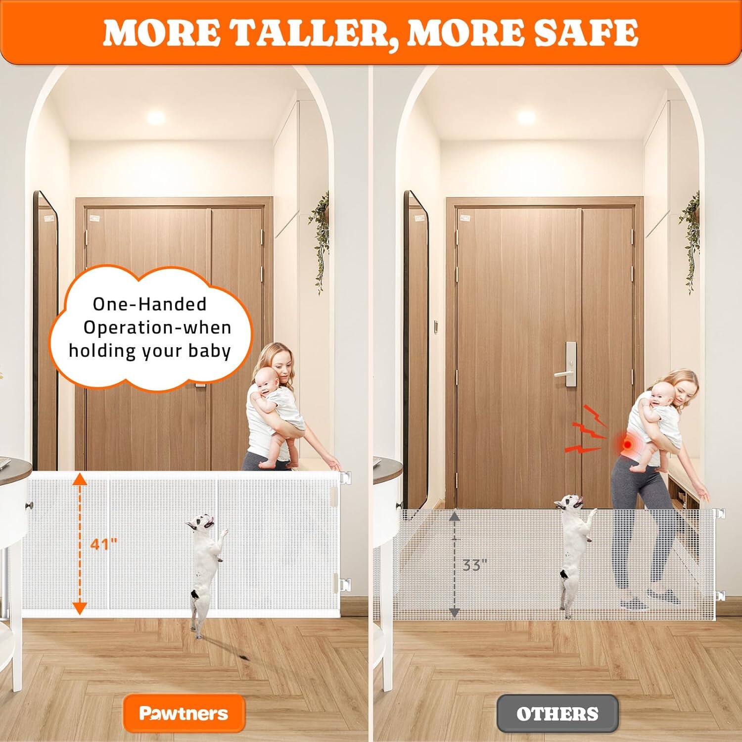 MORE TALLER, MORE SAFE
One-Handed Operation-when holding your baby
Pawtners
OTHERS