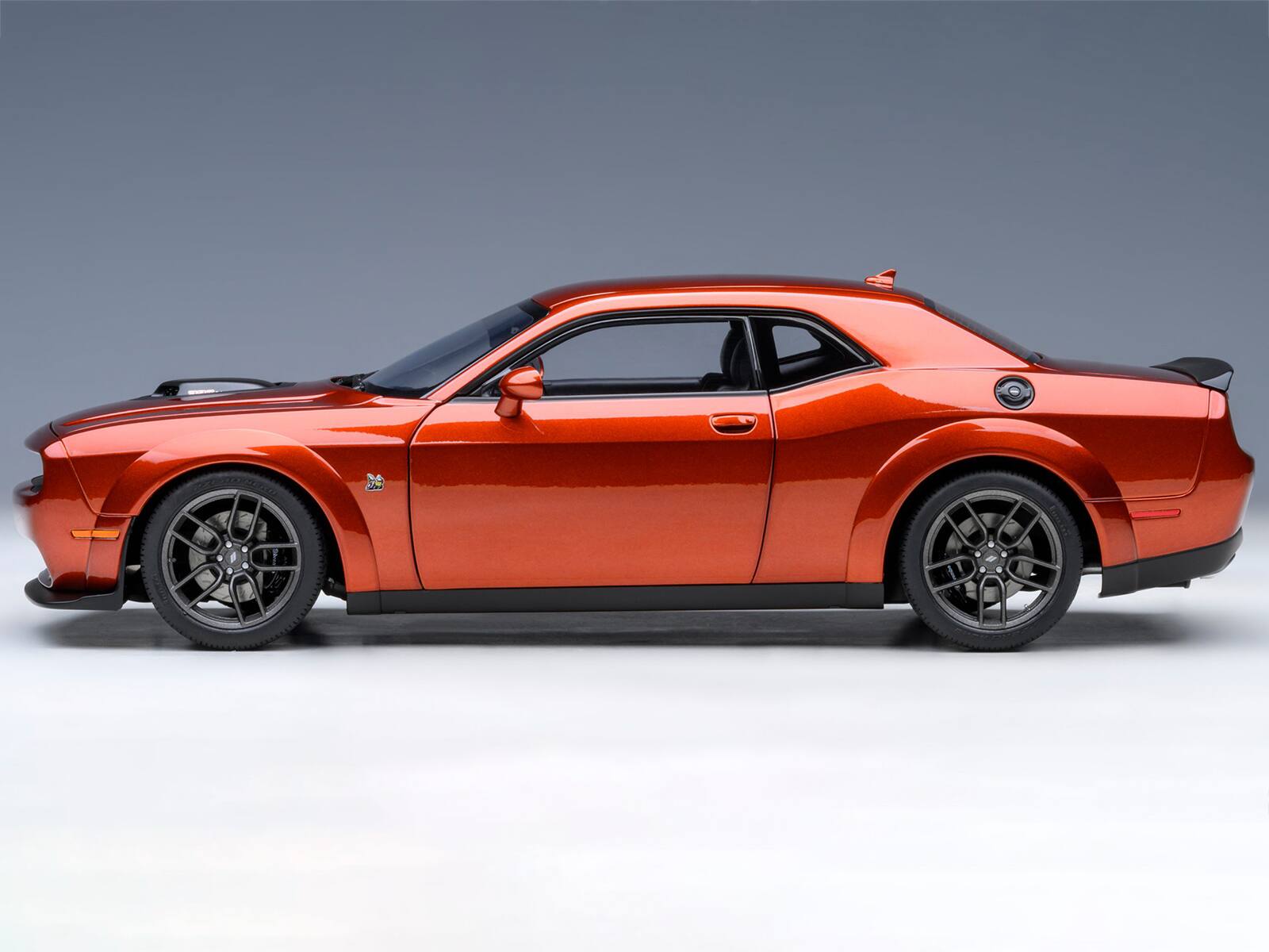 Alt View 6. Autoart - 2022 Dodge Challenger R/T Scat Pack Widebody Sinamon Stick Orange 1/18 Model Car by Autoart.