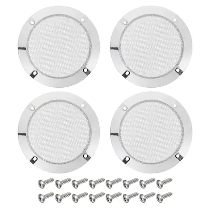 Front. Unique Bargains - 4pcs 4″ Metal Speaker Grill Mesh with ABS Frame for Home/Car Audio Replacement - White.