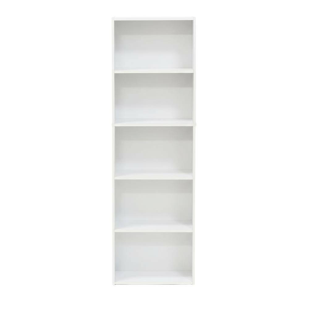 Back. FurniFact - Reversible 5-Tier White Open Shelf Bookcase for Storage and Organization - Brown.