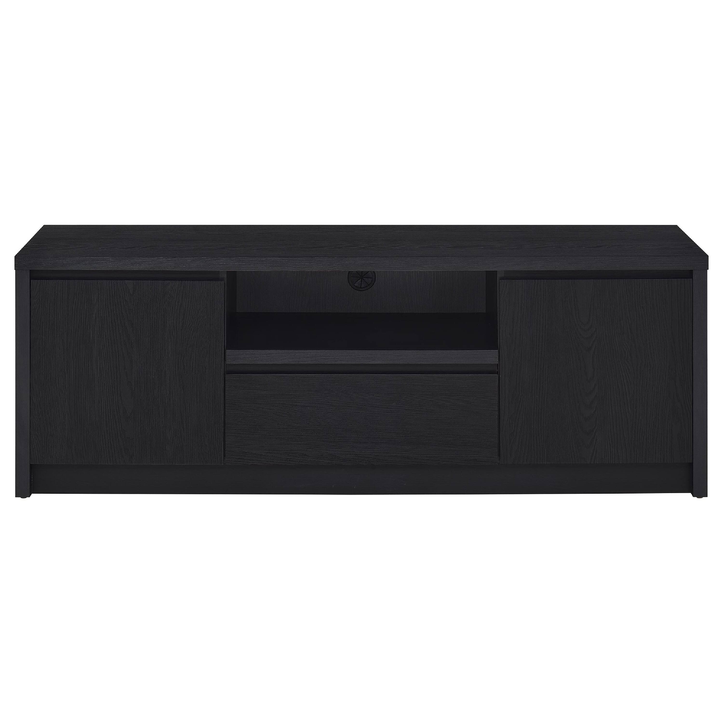 Alt View 1. Manhattan Lane - Winie TV Stand Media Console, 2 Doors, Open Shelf, Black Wood 60 Inch - Black.