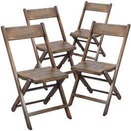 Emma + Oliver - Slatted Wood Folding Wedding Chair - Event Chair, Set of 4 - Antique Black