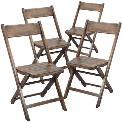 Front. Emma + Oliver - Slatted Wood Folding Wedding Chair - Event Chair, Set of 4 - Antique Black.