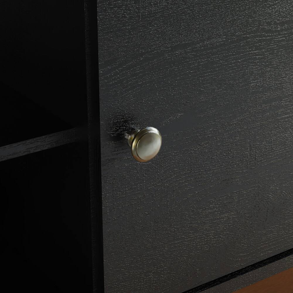 Alt View 2. Madesa - Madesa TV Stand Mid-Century Console with 2 Doors and 2 Shelves and Metal Knobs 59"L Media Storage - Black - Black.