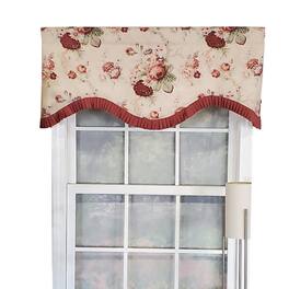 RLF Home - Norfolk Ruffled Cornice 100% Cotton with Fully Lined 3" Rod Pocket Valnance for Windows 50" x 17" - Natural