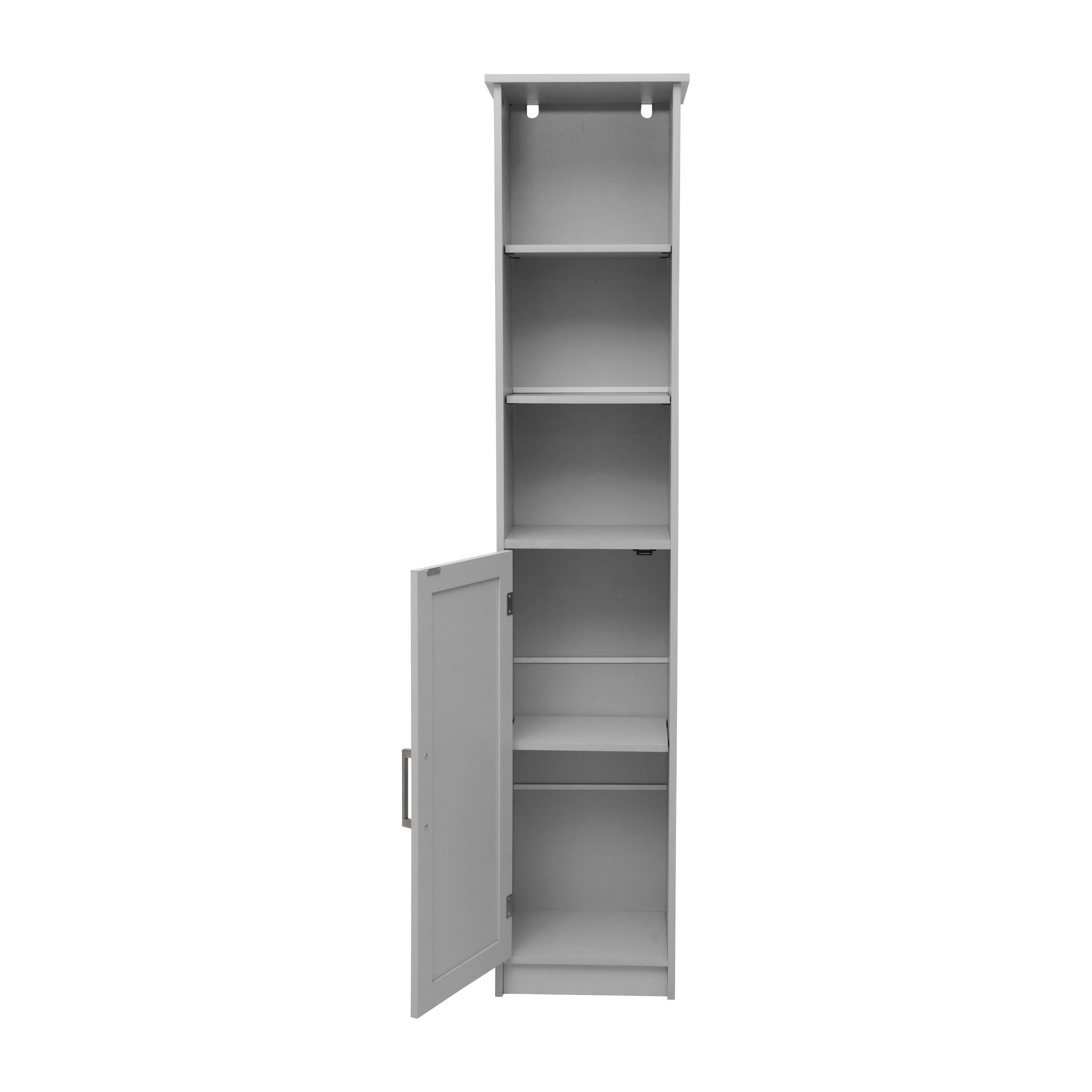Alt View 10. Emma + Oliver - Modern Freestanding Linen Tower with Shelves and Magnetic Close Door - Gray.