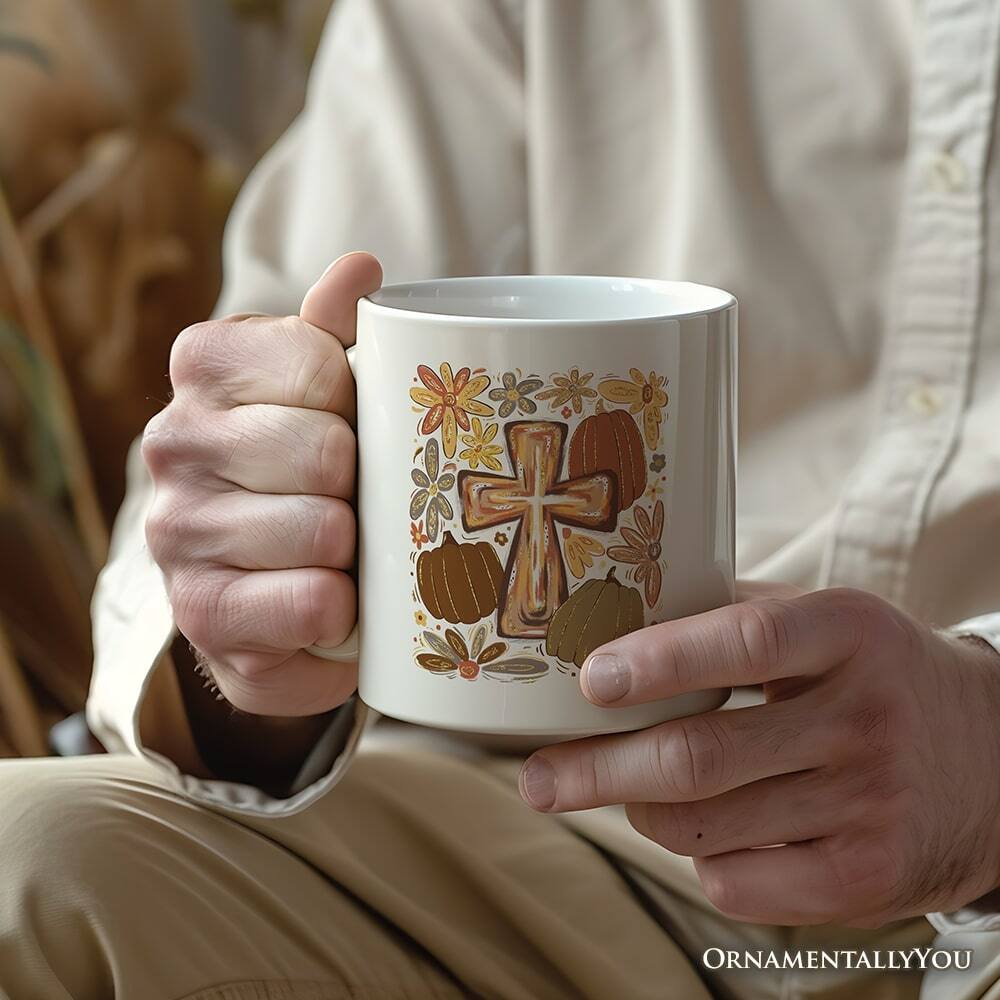 Left. OrnamentallyYou - Fall Blessings Mug, Autumn Christian Faith Gift - White.