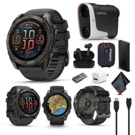 Garmin - fenix 8 51mm AMOLED Sapphire Carbon Gray DLC Titanium with Black Gray Silicone - Black - (2024)