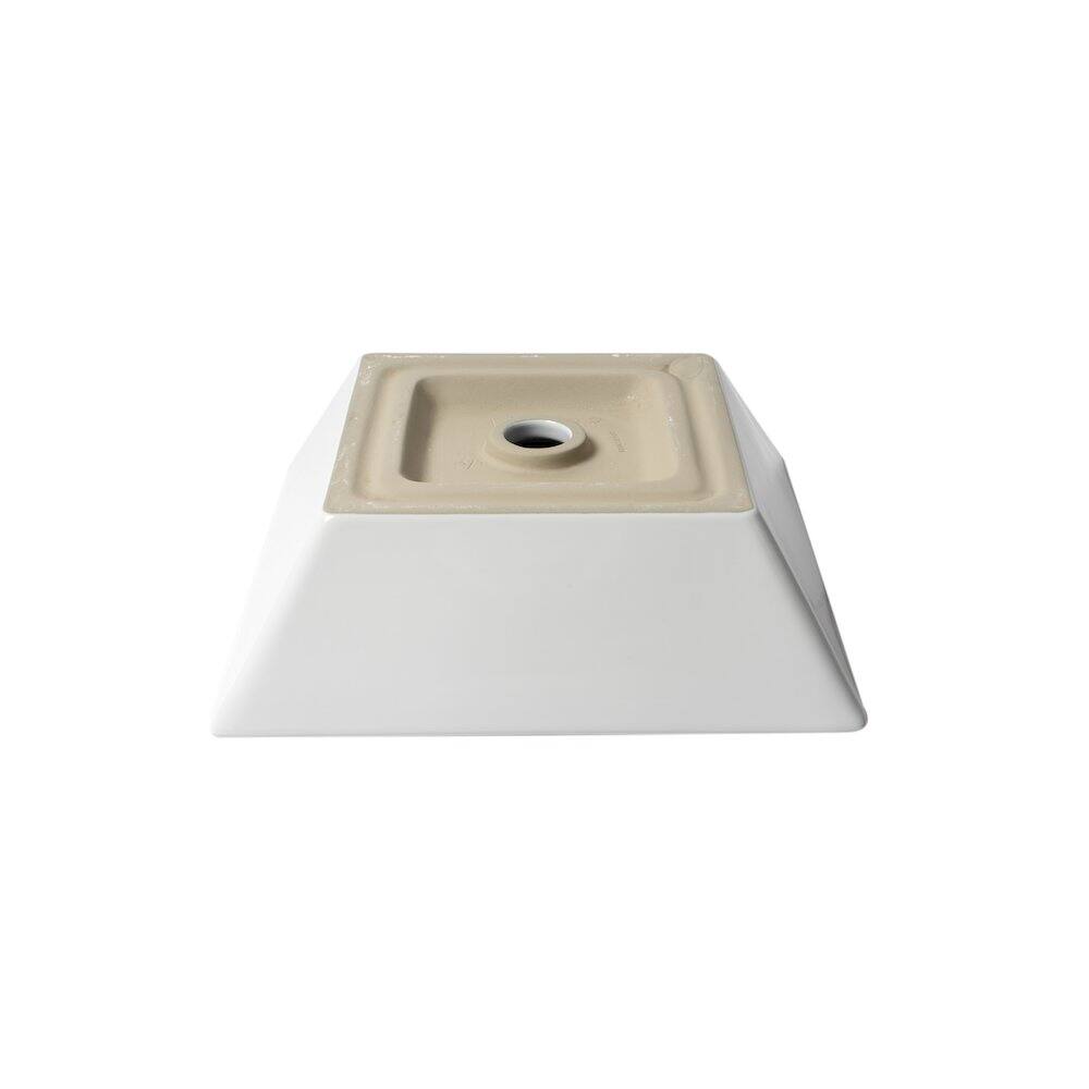Angle. Alfi - White 17" Square Above Mount Ceramic Sink - White.