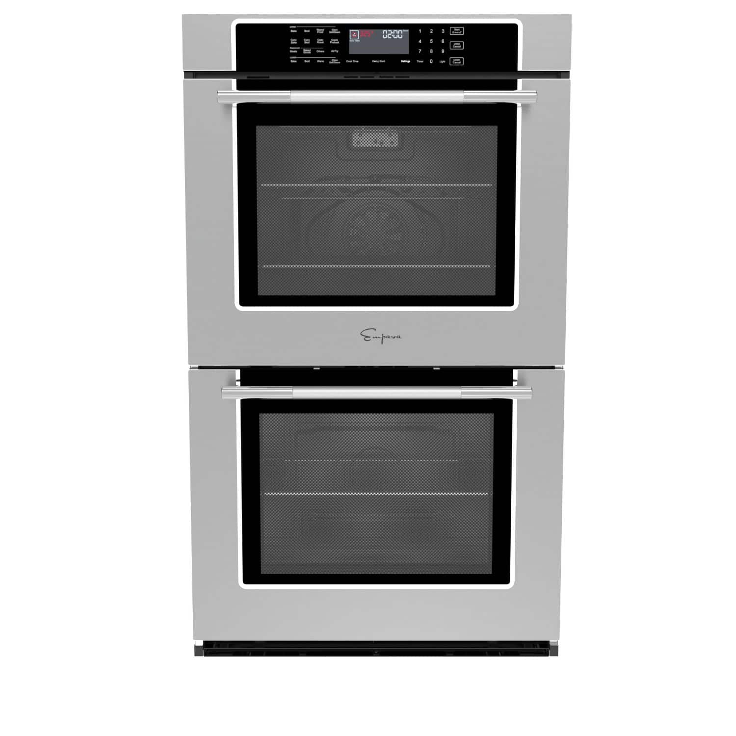 Empava - 30-inch Electric Double Wall Oven with Air Fry, Convection Bake, Self-Cleaning, Sabbath Mode, Temperature Probe - Stainless Steel