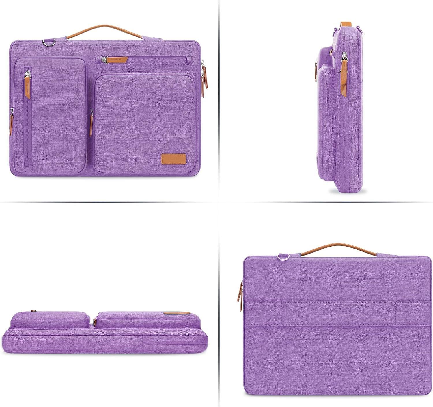 Alt View 3. mosiso - 360 Protective Laptop Shoulder Bag 17-17.3 inch for MacBook, HP, Dell, Lenovo, Asus Notebook Messenger Bag - Lilac.