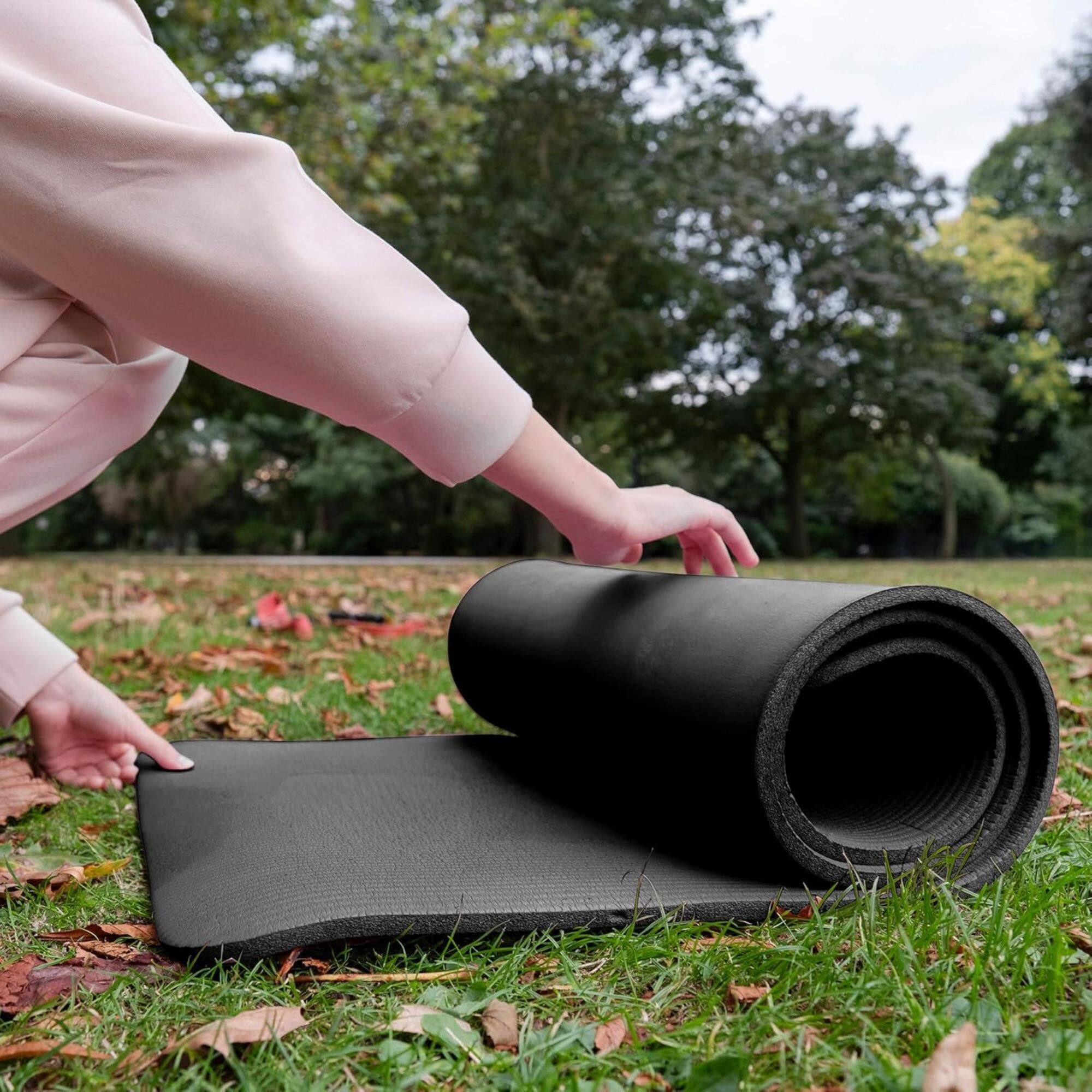 Alt View 6. BalanceFrom Fitness - BalanceFrom Yoga Mat, 1" Extra Thick Exercise Pilates Workout Mat, Graphite - Graphite Gray.