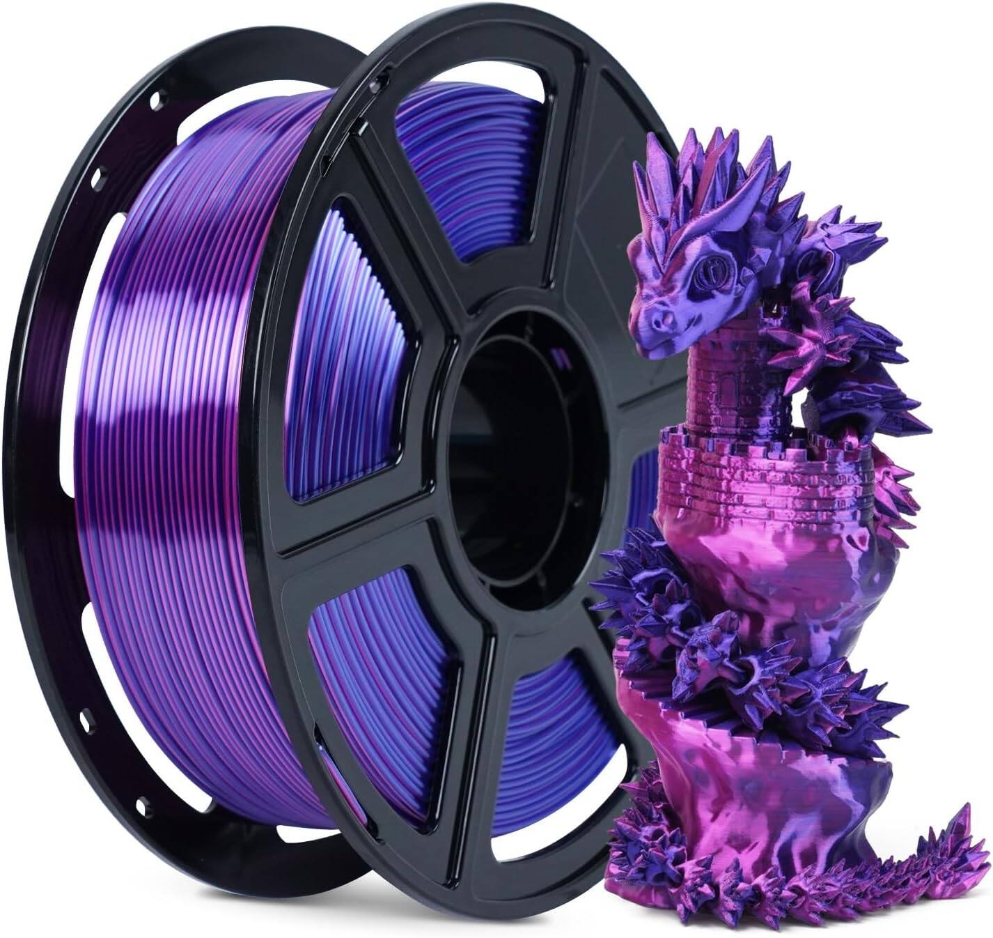 Front. Flashforge - Flashforge Silk Dual Color Filament, Blue and Rose 2 in 1 Coextrusion Silk PLA 1.75mm, 1kg(2.2lbs) Spool, +/- 0.02mm - Blue and Rose 2 in 1.