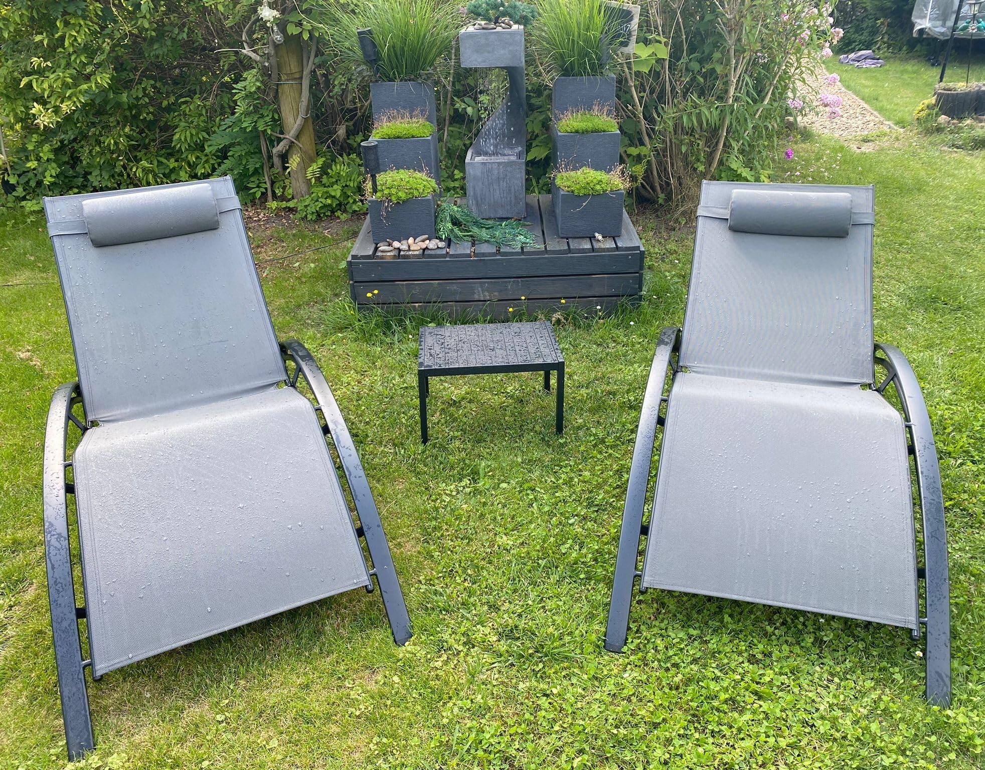 Alt View 1. PURPLE LEAF - 3-Pieces Oversized Aluminum Outdoor Chaise Lounge Patio Lounge Chair with Side Table, Grey - Grey.