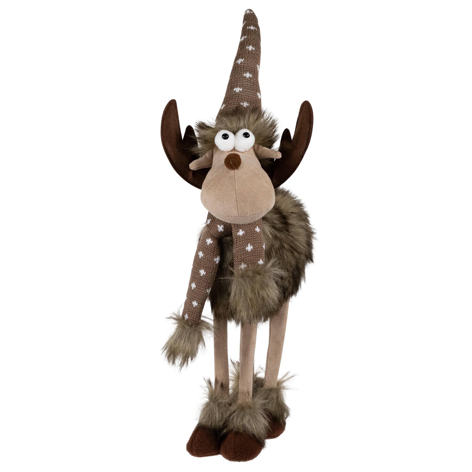 Alt View 1. Northlight - Standing Four Legged Moose Christmas Figure - 19" - Brown and White - Brown.