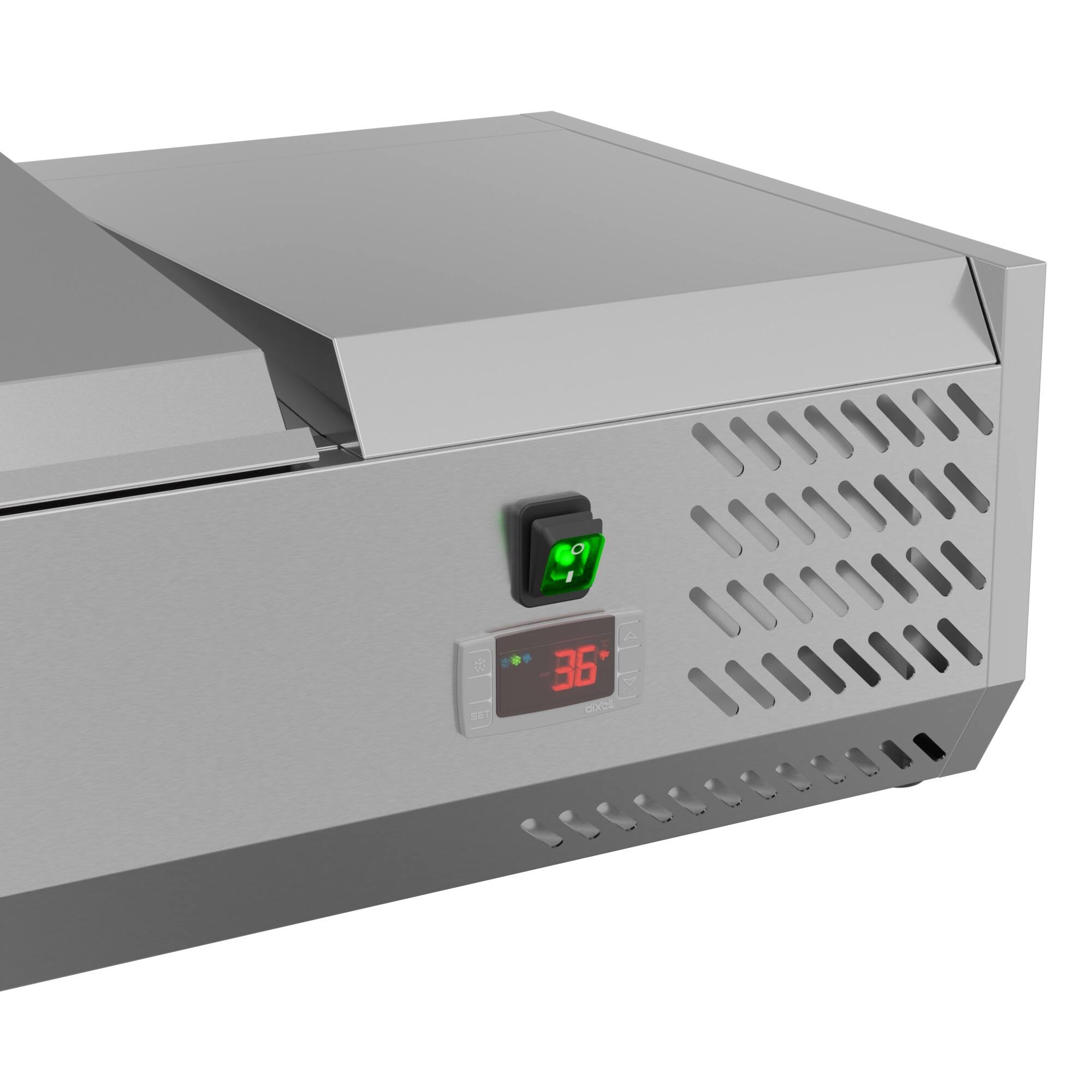 Alt View 1. Koolmore - 71 in. Eight Pan Refrigerated Countertop Condiment Prep Station - SCDC-8P-SSL - Stainless-Steel.