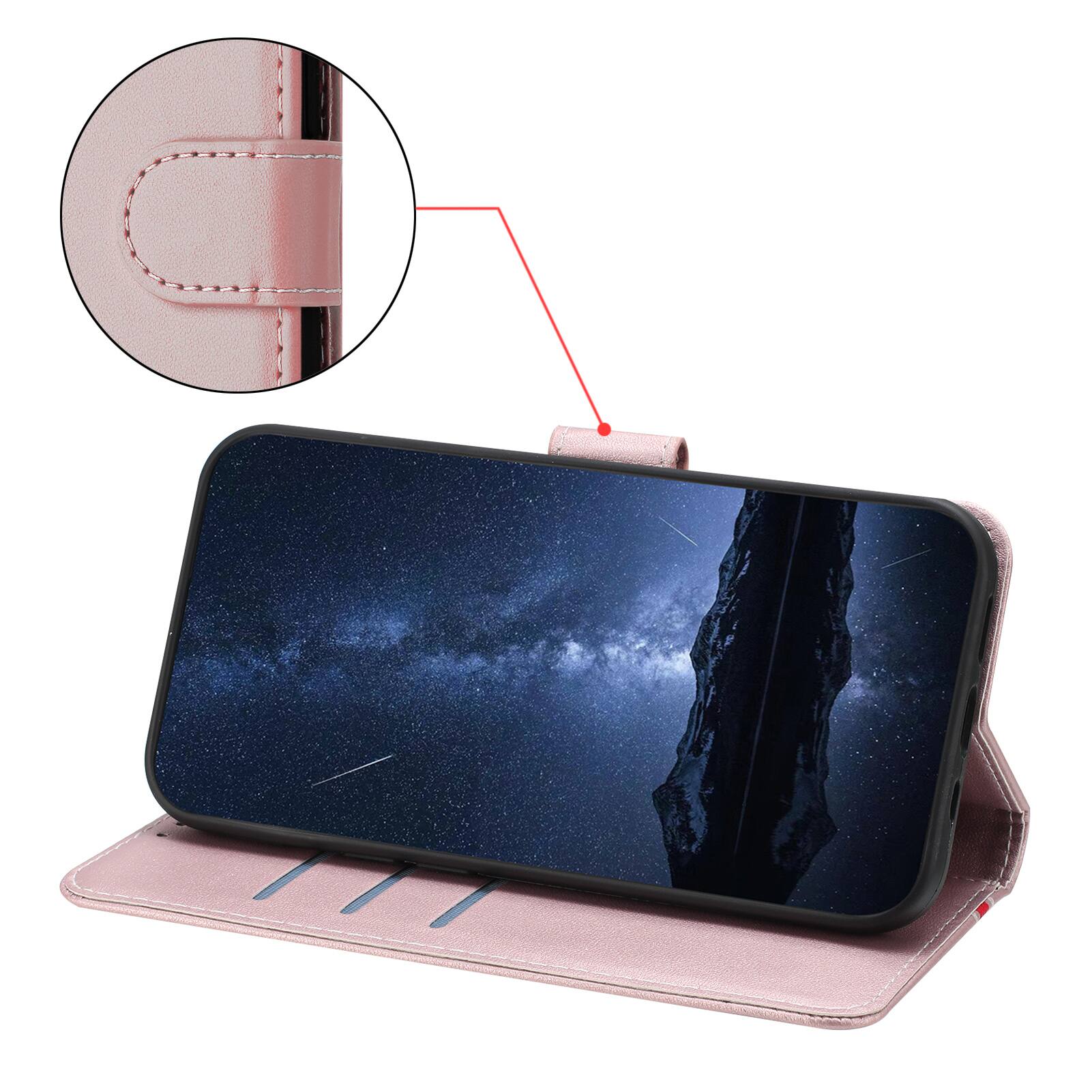Alt View 2. Dteck - Slim Card Holder Case for Samsung Galaxy S24 Ultra,PU Leather Magnetic Closure Shockproof TPU Inner Flip Wallet Cover - Rosegold.