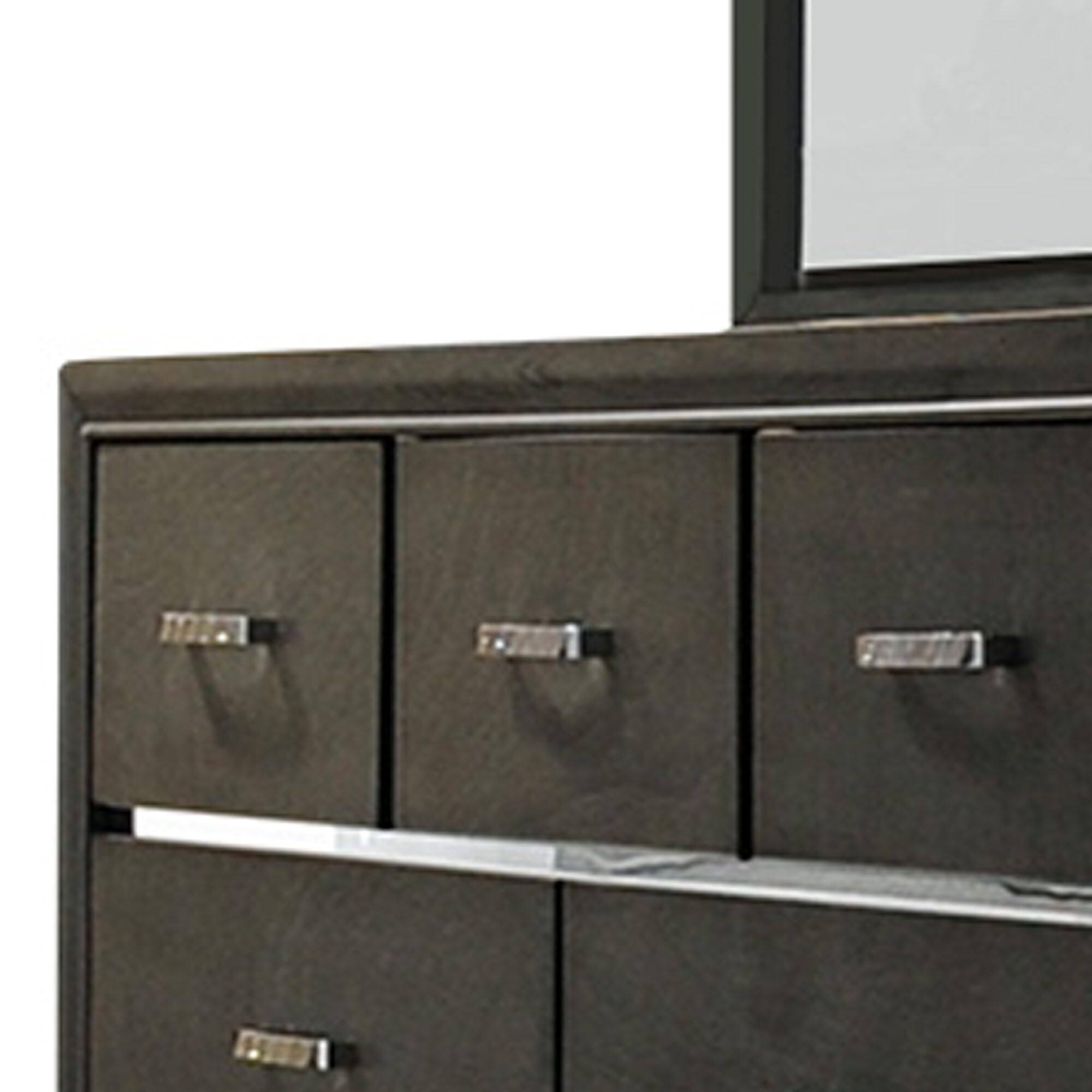 Alt View 2. Kings Brand Furniture - Kings Brand Furniture Oceana Gray Wood 7-Drawer Dresser with Mirror - Dark Grey.