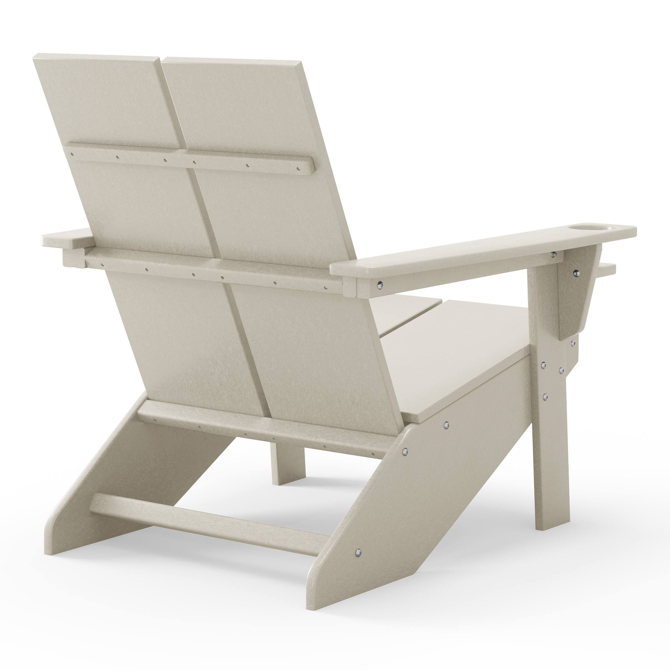 Back. WestinTrends - WestinTrends Riviera Outdoor HDPE Modern Adirondack Chair with Cup Holder - Sand.