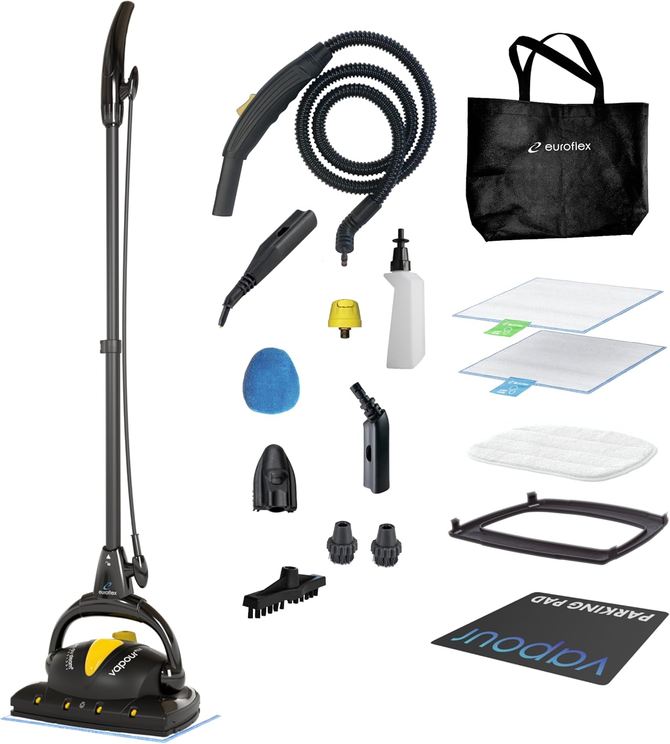Euroflex - Vapour Plus 18-Piece Steam Mop - Black