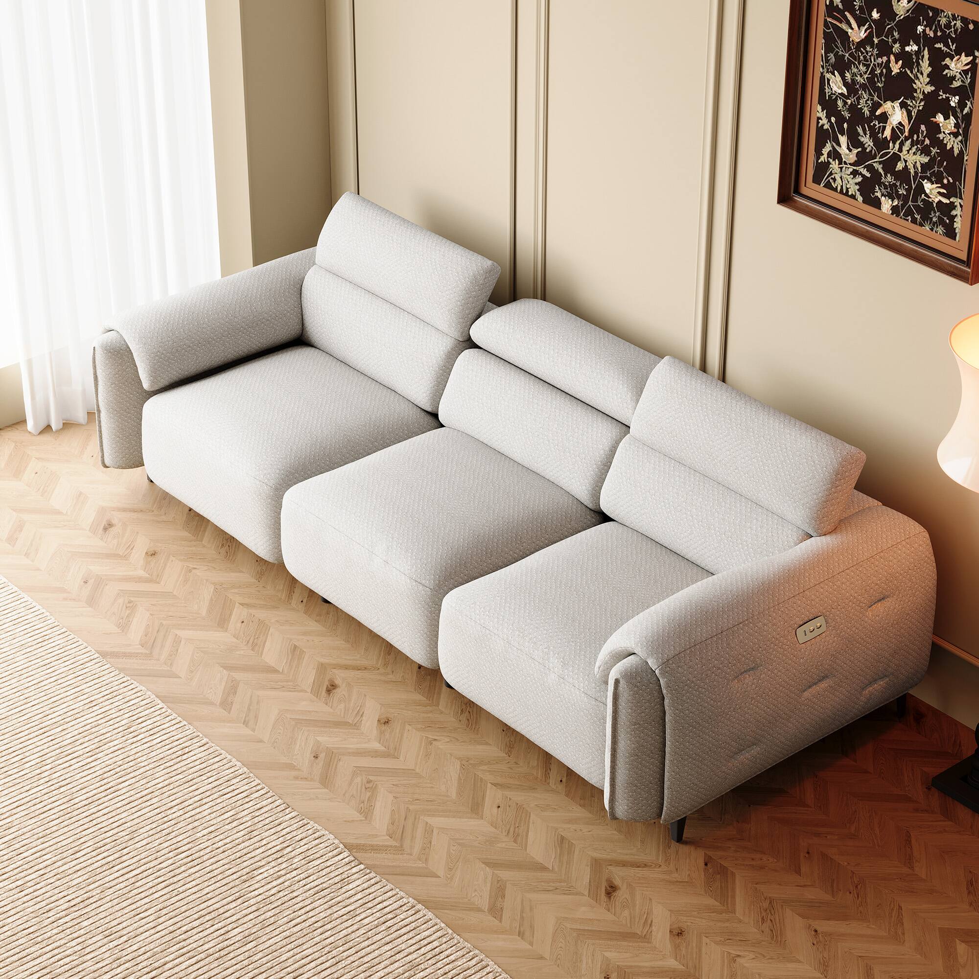 Alt View 1. luck idea - 104.3" 2-Seat Electric Reclining Sofa | Home Theater Seats with Power Seat Adjustment - Gray.