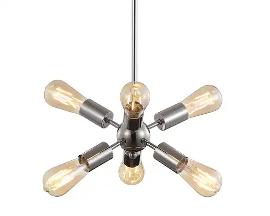 Front. Jonathan Y - Jobs 17.5" Sputnik Metal LED Chandelier, Nickel - Nickel.