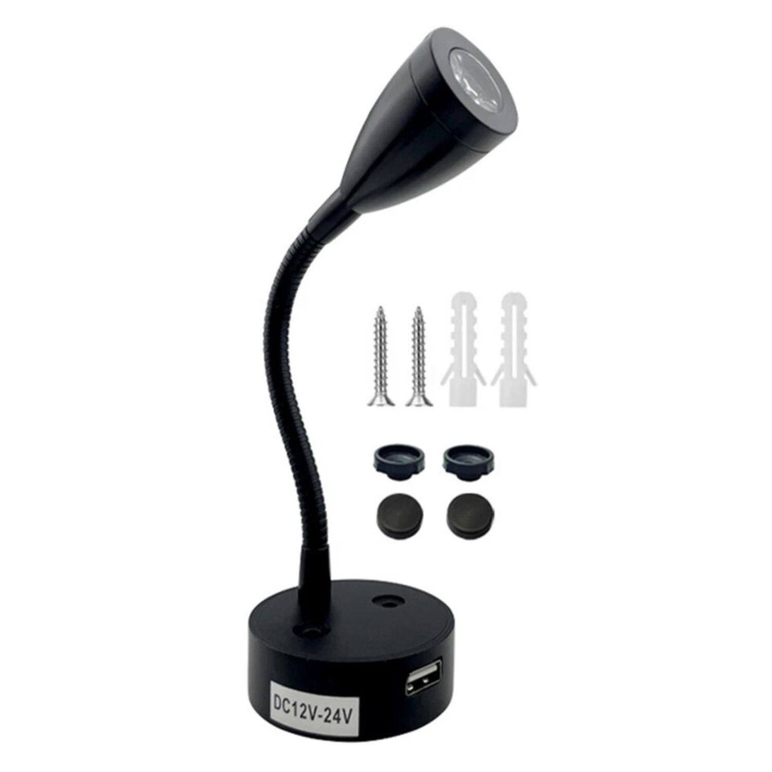 Angle. Stock Preferred - Black LED Touch Reading Light with USB - Black.