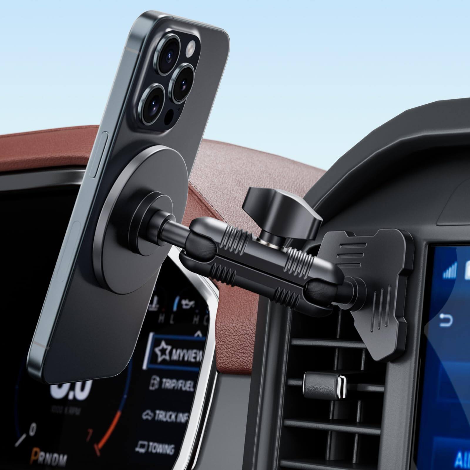TECH SAFARI - Car Vent Wireless Phone Mount Compatible With 2021 2025 Ford F 150 2023 2025 Super Duty F250 f350 - Magnetic
