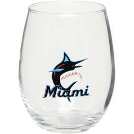 The Memory Company - Miami Marlins 15oz. Team Logo Stemless Wine Glass - Multicolor