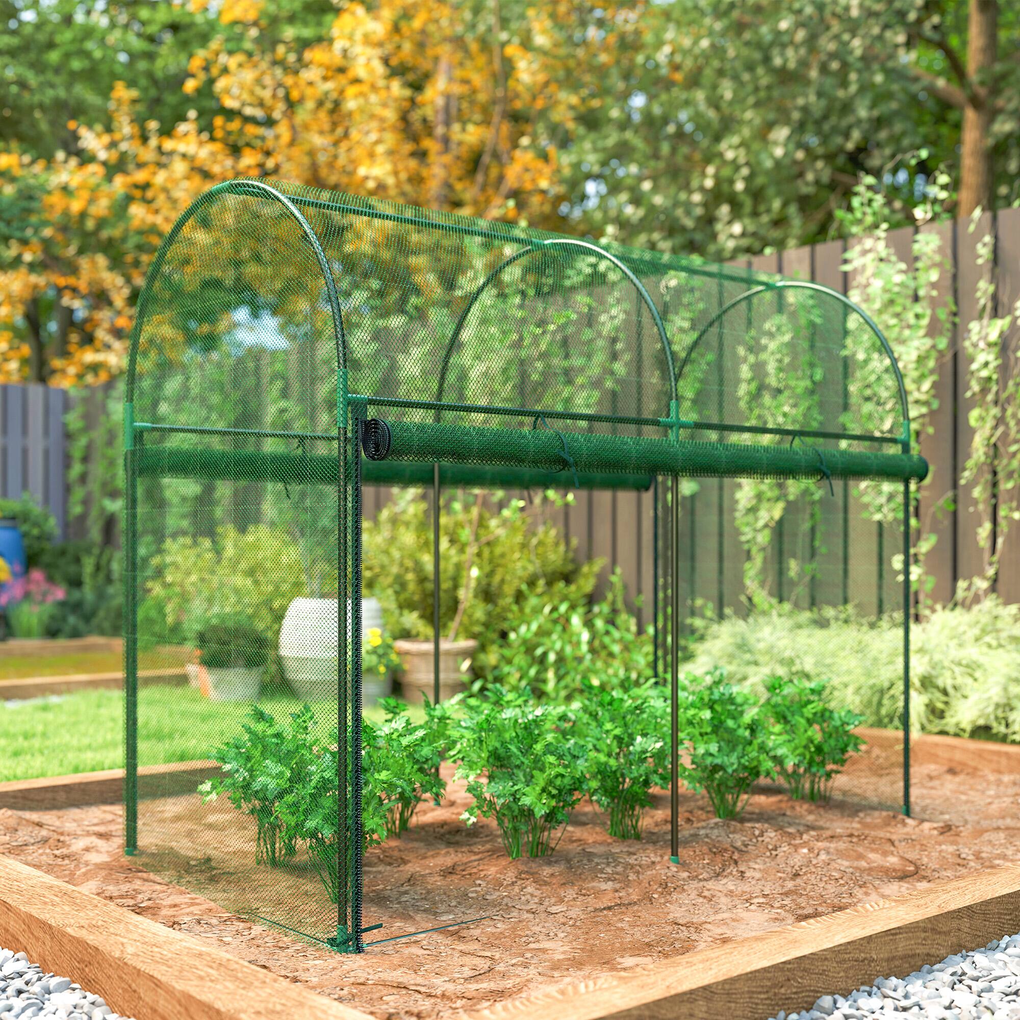 Alt View 7. Outsunny - Crop Cage, 6' x 3' x 5' Large Plant Protection Tent with Zippered Door, Outdoor Garden Cage for Vegetables, Flowers.