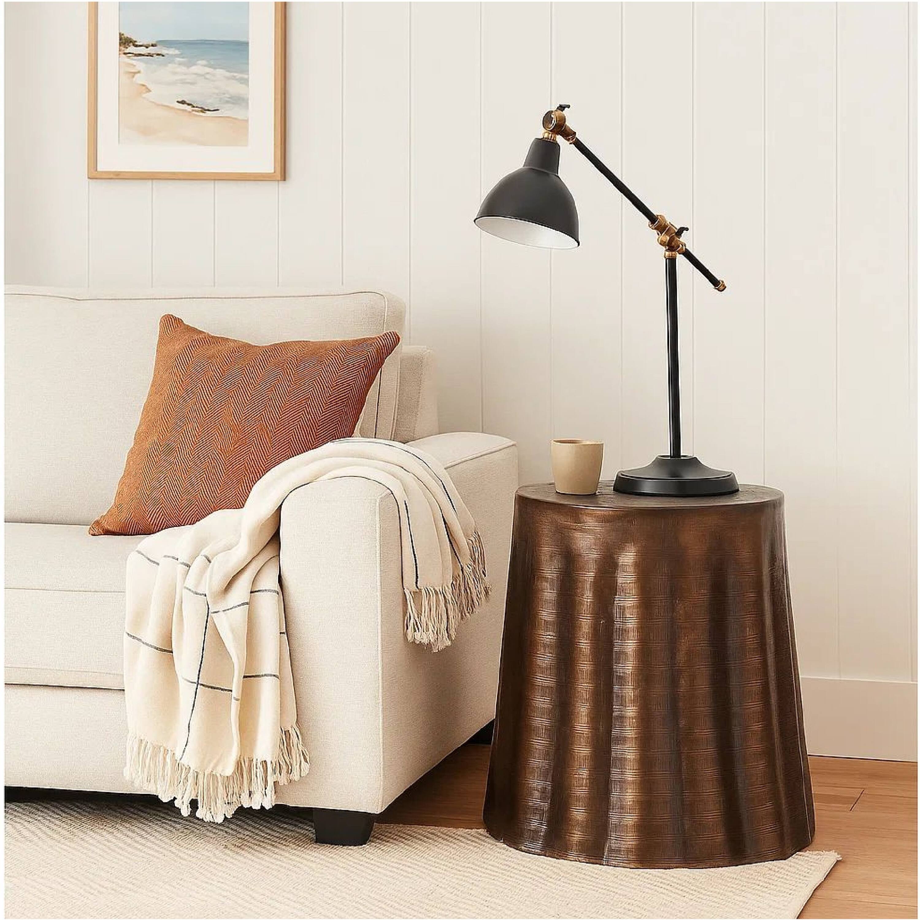 Alt View 9. Manhattan Lane - Liora 19" Side End Table | Handcrafted Bronze-Finish Aluminum | Hammered Round Design - Bronze.