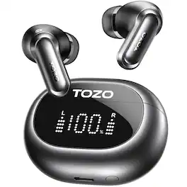 TOZO - NC20 Ai Translation Hybrid Noise Cancelling Earbud, 80H, 3D Hi‑Res Audio, Comfort‑Fit, 6 Mics Clear Call, 2 Devices - Black