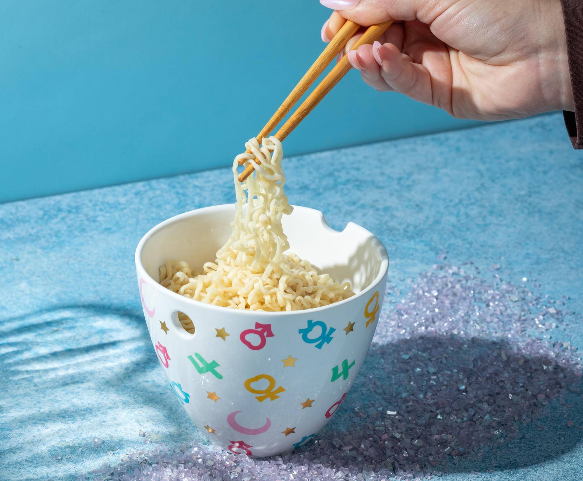 Alt View 5. Just Funky - Sailor Moon Symbols 16 Ounce Ramen Bowl with Chopsticks - White.