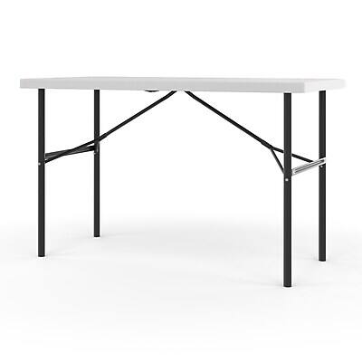 Alt View 2. Staples - 4' x 24" Heavy Duty Plastic Folding Table - White Granite.
