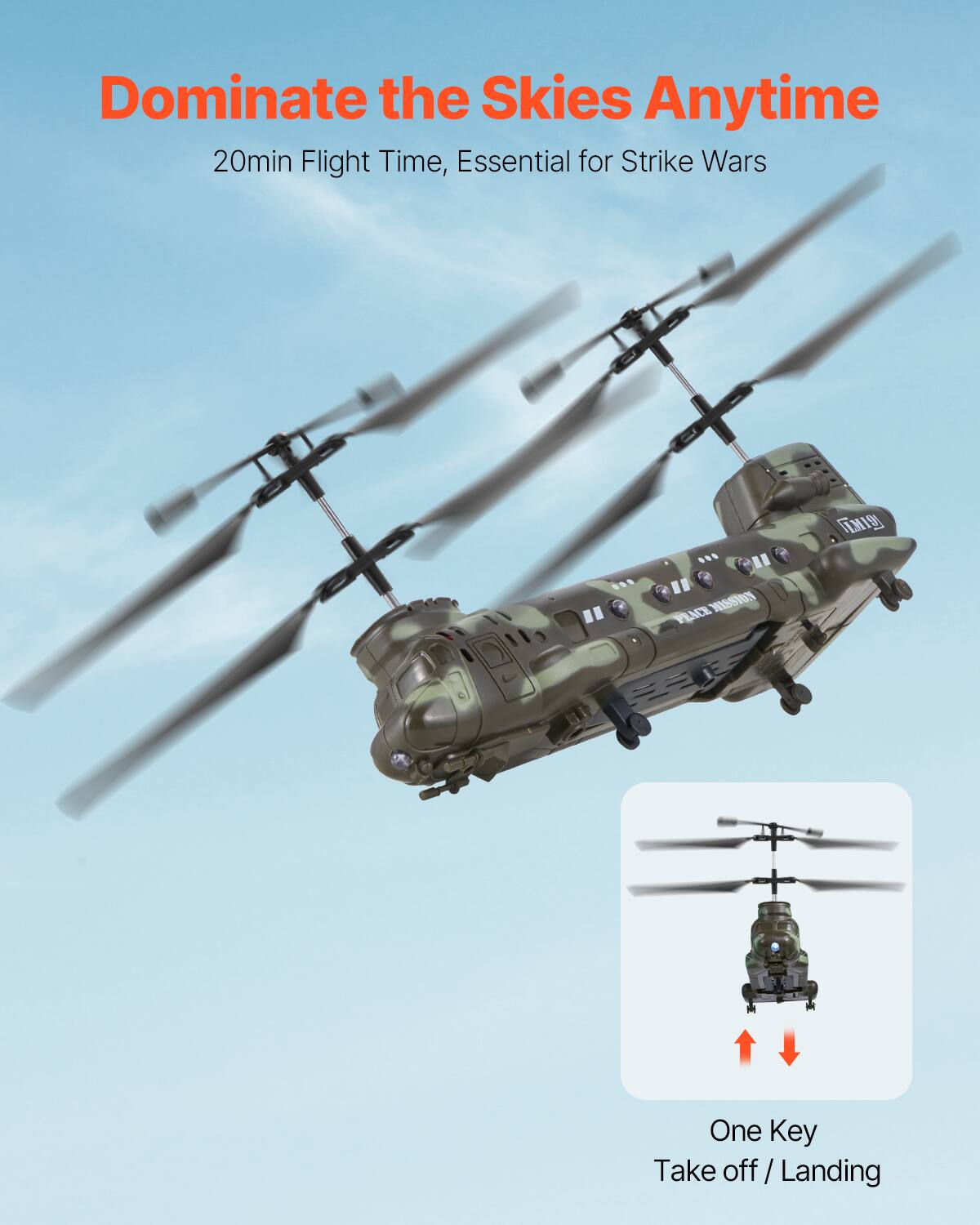 Dominate the Skies Anytime  
20min Flight Time, Essential for Strike Wars  

One Key Take off / Landing