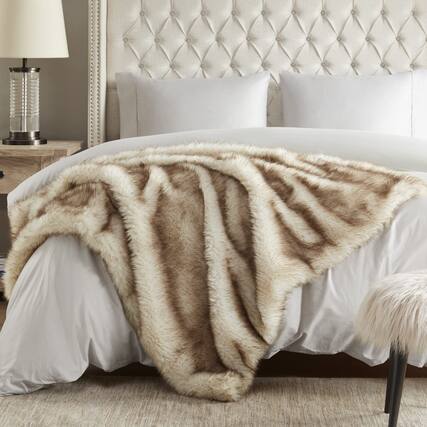 Front. Alchemy Casas - Long Pile Faux Throw Blanket Luxury Fluffy With Tipped Throws For Home Couch Sofa Decor Fuzzy Plush Blankets - Fox Golden 60x80".