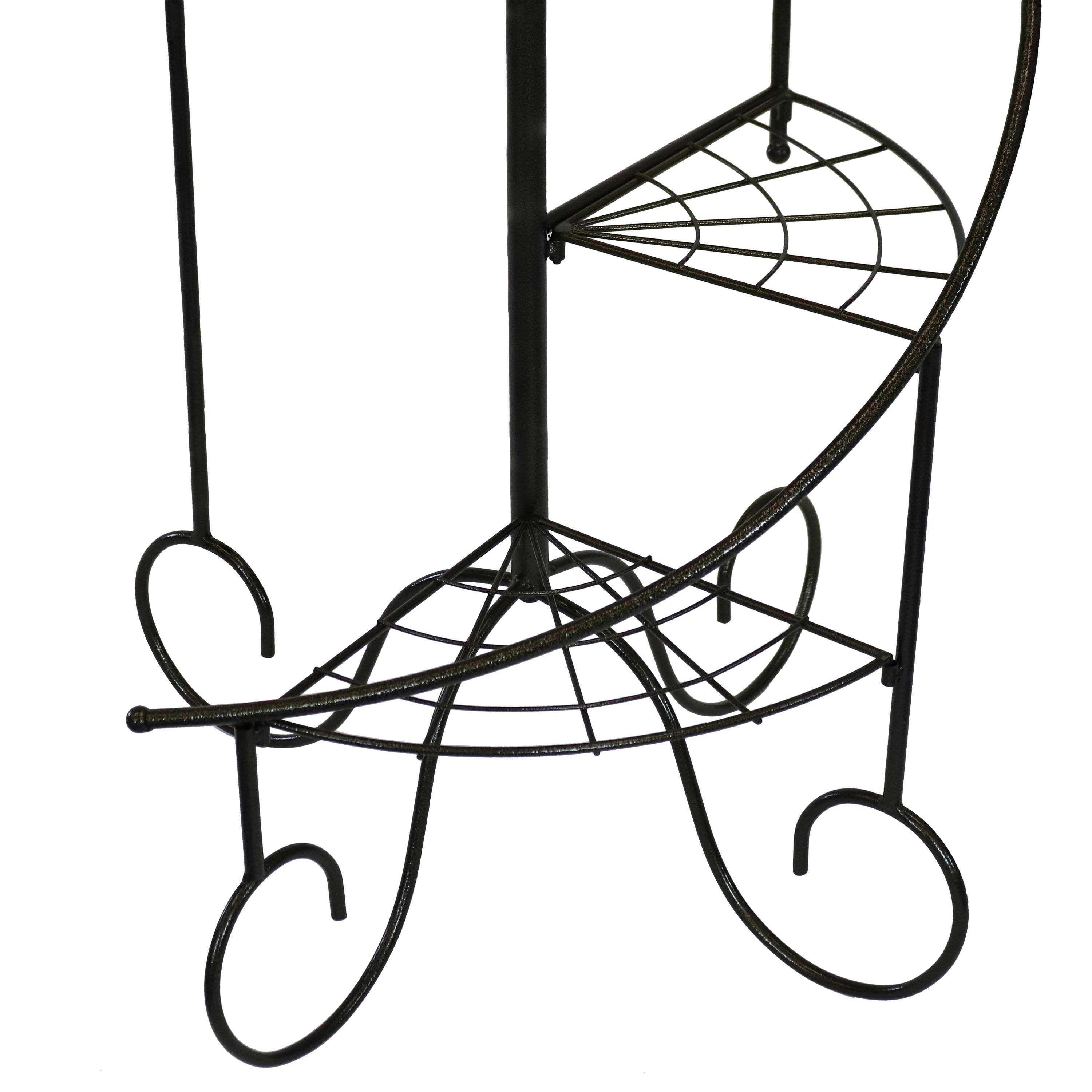 Alt View 7. Sunnydaze - Iron 4-Tier Spiral Staircase Plant Stand - 56 in - Set of 2 - Black.