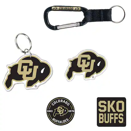 Sure, here is the corrected and grouped text from the image:
- APP COLORADO
- 1 C C R R COLORADO SINCE C 1876
- SKO BUFFALDES BUFFS
- COLORADO
- SINCE 1876
- BUFFALOES
- SKO BUFFS