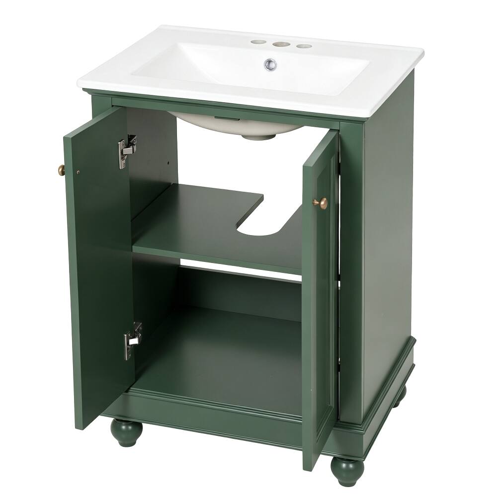 Alt View 9. Loheer - Loheer 24 inch Bathroom Vanity with Sink Green Modern Vanity Cabinet - Green.